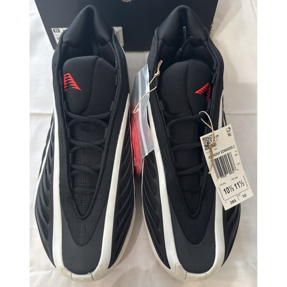 adidas Anthony Edwards 2 AE2 JS3508 Black w/ White Lines Red Accents 10.5 New